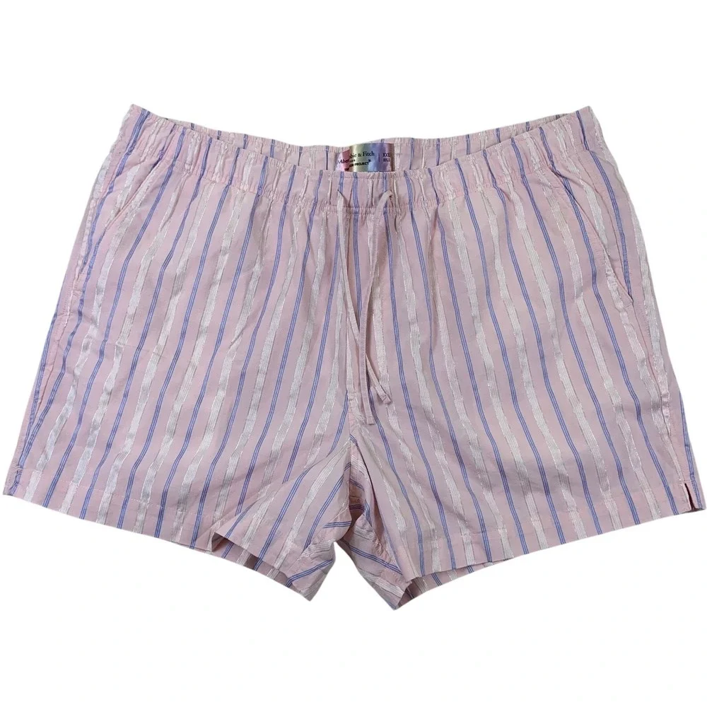 Abercrombie & Fitch Trevor Project Mens XXL Pink Metallic Stripe Shorts Lounge